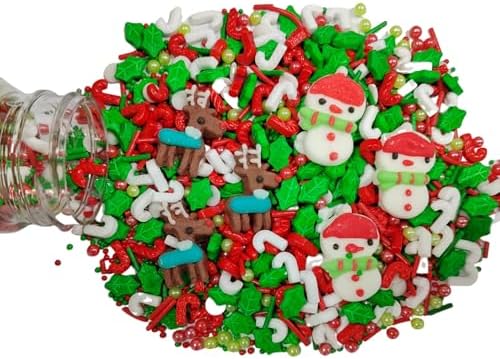 Christmas Sprinkles for Cake Decorating Edible Christmas Snowman Reindeer Icing Decoration for Xmas Party Cake Cupcake Toppers Dessert Cookie Decorations