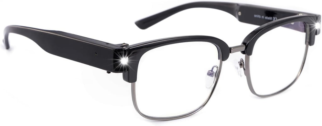 SKYWAY Reading Glasses with Light Metal Frame Magnifier Reading Glasses rechargeable Bright Led Readers Glasses for Men Women