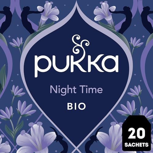 Pukka Herbal Teas Night Time Organic Oat Flower Lavender and Lime Flower Tea, 20g 20 Count