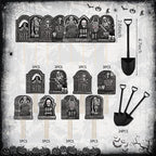 MEMOVAN Halloween Cupcake Toppers 48PCS Tombstones Cupcake Picks with Novelty Mini Shovel Spoons Graveyard Cake Topper Picks Scary Gravestone Skeleton Cupcake Decoration for Halloween Birthday Party