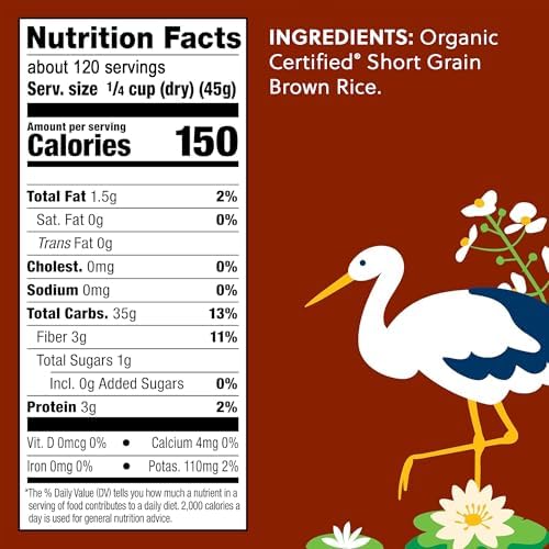 Lundberg Organic Short Grain Brown Rice, Bulk Bag, Sticky Rice, 12 Lb