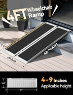 FACHNUO 4 Feet Portable Wheelchair Ramp, Non-Skid Aluminum Handicap Ramps with Handle, Folding Threshold Wheel Chair Ramp for Home Steps, Stairs, Entry, Threshold, Curbs, Stairs, 800LBS Capacity