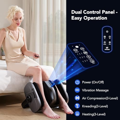 EaseZen Foot Massager with Heat & Vibration, Shiatsu Foot and Calf Massager for Pain Relief, Deep Tissue Kneading-Massage Feet, Leg, Calf, Ankle, Arms