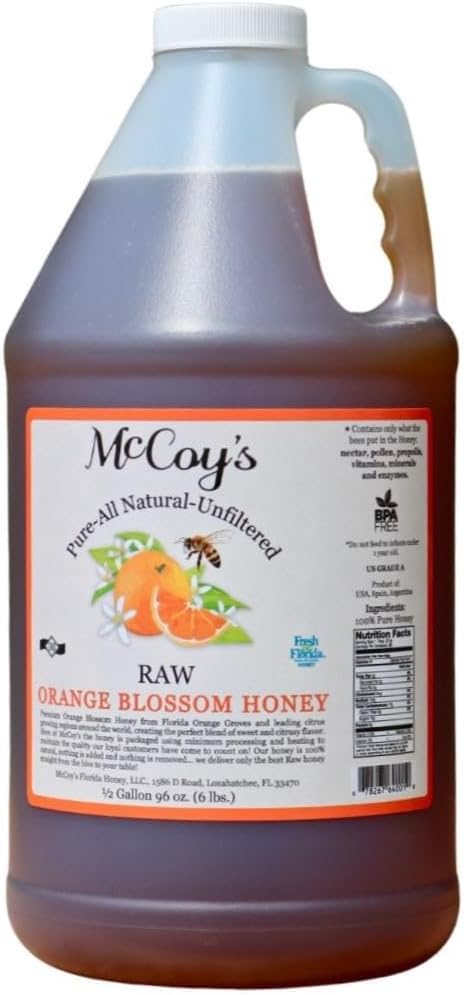 McCoy's Honey - 100% Pure, Raw Honey - Orange Blossom Honey 1/2 gallon (6lb)