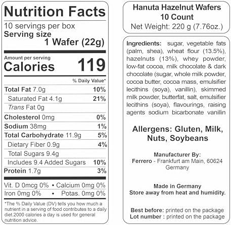 Ferrero Hanuta Wafers Filled with Hazelnut Cream (10 Pcs Box)