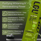 LOL Ultra Detox Matcha Mint, Activated Charcoal Toothpaste Whitening - Nano Hydroxyapatite, Probiotics, Rosemary Oil, Fluoride Free, Tooth Paste - Remineralizing Gum Detoxify Toothpaste, Pasta Dental