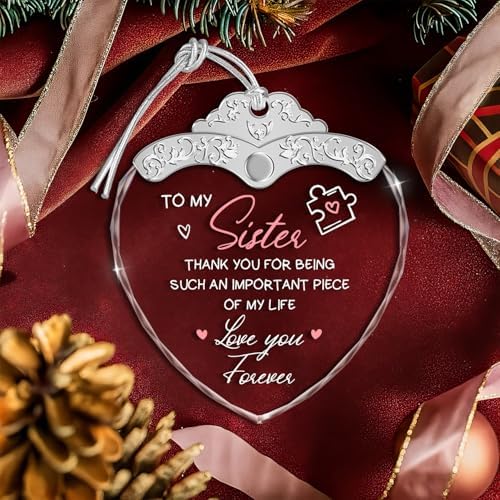 Glass Ornament - Gifts from Sister Brother - to My Sister - Unique Birthday Present for Sister - Birthday Gift Idea - Sentimental Keepsake - Wine Bottle Decor