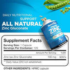 Nutrivein Premium Zinc Gluconate 100mg - 120 Capsules: High-Absorption Zinc Gluconate Supplements for Whole-Body Well-Being - Essential Elements for Wellness