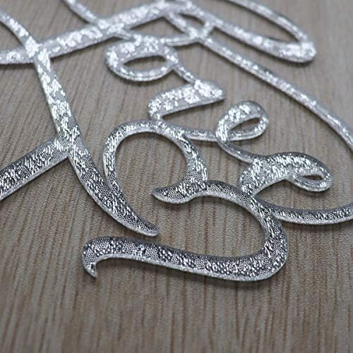 Love Cake Topper - Wedding/Engagement/Bridal Shower/Anniversary/Birthday/Bachelorette/Confession Party Decorations Supplies, Silver Glitter Acrylic