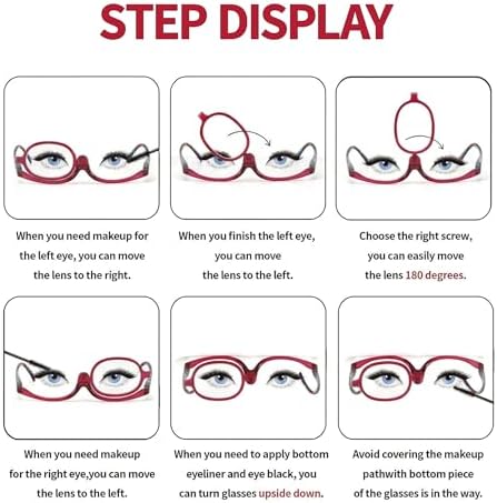SEEKEY 2 Pairs Makeup Reading Glasses for Women, Flip Down Rotating Cosmetic Lenses, Makeup Readers with Spring Hinge