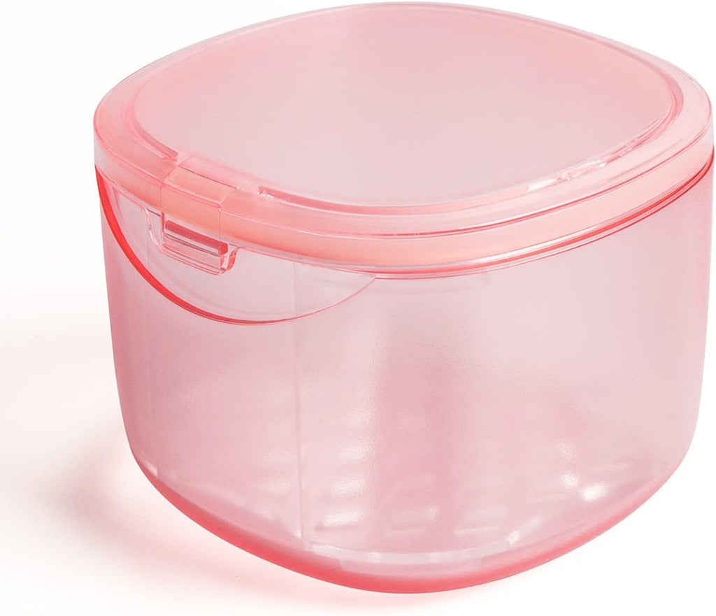 Uouovo 2022 Upgraded Denture Bath Box Cup, Retainer Cleaning Box, Complete Clean Care for Dentures, Denture Case - Second Generation (transparent pink)