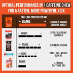 Caffeine Bullet Energy Chews - Chocolate Orange. 40 * 85mg - Faster Kick Than Pills, Gels and Gum. Sport Science for Running, Cycling, Gaming & A Pre Workout Endurance Boost.