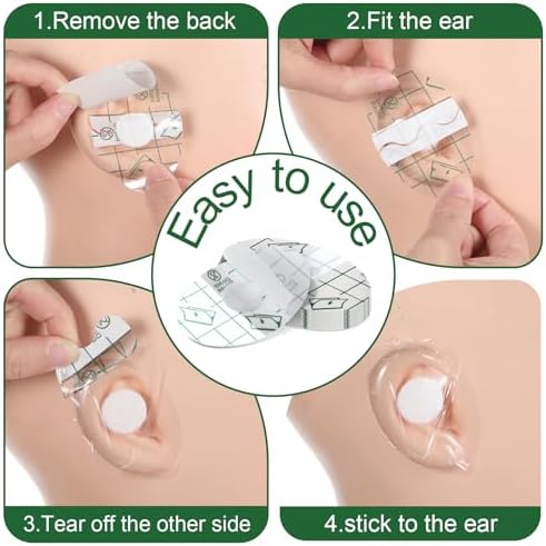 100 Pcs Clear Waterproof Ear Stickers, Covers for Swimming, Disposable Ear Protectors, 1.7x2.7 Inches, Shower Ear-Covers for Bathing Swimming Shower Surfing Snorkeling and More