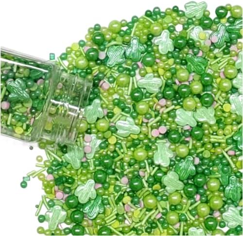 Edible Cactus Sprinkles St Patrick's Day Green Baking Sprinkle Cake Cupcake Toppers Cookie Ice Cream Donut Decoration 95g/3.35oz