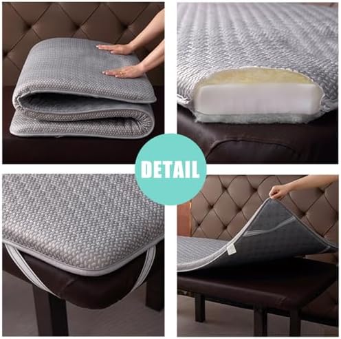 Grey(t),70 * 185cm, Memory Foam Massage Bed Mattress Topper Thicken 3Cm Lash Bed Topper with Anti Slip Elastic Band Spa Bed Topper Without Hole Massage Accessories Square Round Head