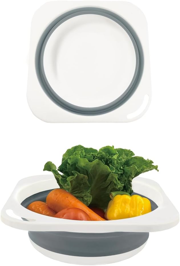 Portable Collapsible Wash Basin, Foldable Dish Tub Space-Saving for Kitchen, Camping, Travel, Laundry, Bottles (Gray 1 Pack)
