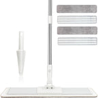 CQT Commercial Flat Microfiber Floor Mop Cleaning System 20" Wet Dry and Dust Hardwood with 4 Washable Pads Cleaner for Laminate Tile Stainless Steel Handle and Extension (PT15 New)