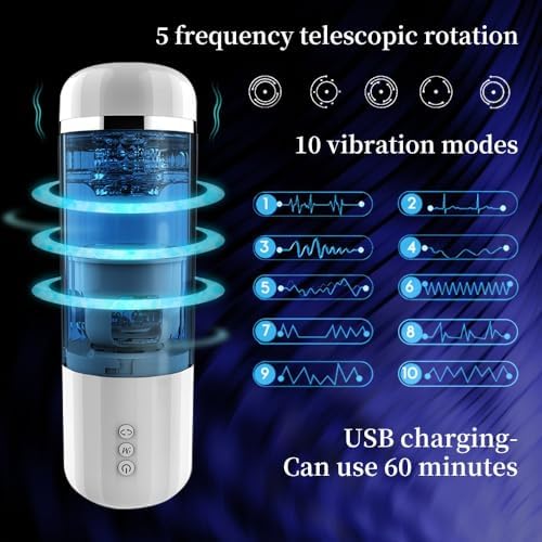 JITEM Fully Automatic Men's Fitness Training Tool, Multi-Frequency Rotation and Telescopic, USB Fast Charging