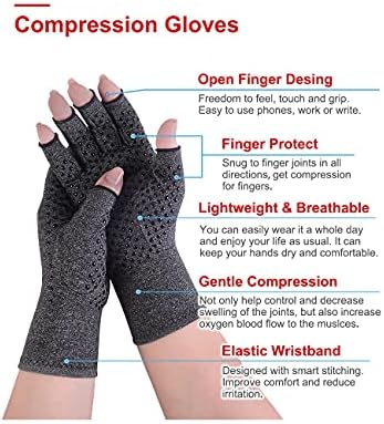 Donfri 2 Pairs Arthritis Compression Gloves Fingerless Gloves for Women Men,Arthritis Pain Relief,Rheumatoid Arthritis,Osteoarthritis, Raynauds, Carpal Tunnel Relief (Anti-Slip, S)