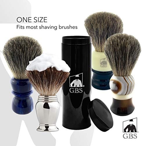 G.B.S Shaving Brush Canister, Travel Case Tube for all kind of brushes, Shave Brush Holder, Black