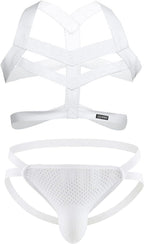 Men'S Bikini Panties Sexy Elastic Body Chest Harness Jockstrap Lingerie Set Shoulder Chest Belt With G String