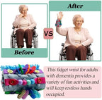 Fidget Blanket for Adult Dementia Products for Elderly Alzheimers Dementia Activities for Seniors Fidget Wrist Cuff Sensory Bracelet for Seniors Dementia Gifts （Red&Grey