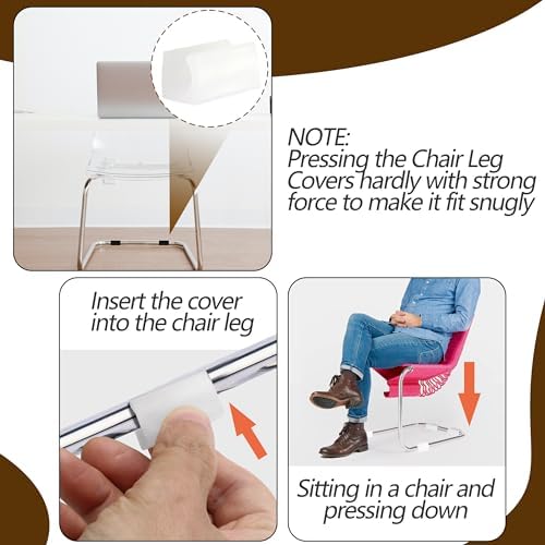 24pcs 14mm Rectangle Chair Leg Covers, Non-Slip Chair Rail Protectors, Plastic Furniture Feet Guards, Stool Leg Sled Floor Protectors Leg Tips Caps (White)