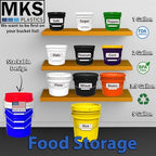 5-Gallon Bucket with Airtight Lid – Made in USA, Food Grade BPA Free Plastic, Heavy Duty Multi-Use, Metal Handle with Grip, Stackable Storage – Yellow, 3 Pack