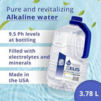 Zeus Alkaline Water Gallon 4-Pack | 9.5 pH Ionized Water with Electrolytes | Hydration Boost - Premium Drinking Water | Four One Gallon Bottles