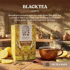 AKINA - Lemon Flavored Black Tea Bags, Individually Wrapped, Fruity Envelope Kenyan Lemon Tea Bags, Tangy and Zesty with Invigorating Aroma (Box of 20) (40g)