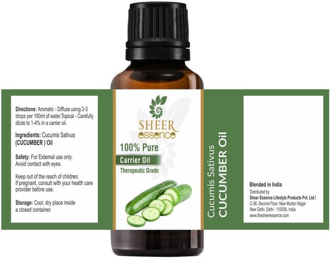 Cucumber Oil -(Cucumis Sativus)- Carrier Oil 100% Pure Natural Undiluted Uncut Therapeutic Grade Oil 3.38 FL.OZ