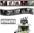 Edible photo film cake strip, collage topper retro booth reel for cake decoration. Custom edible image.Rolls Filmstrip Tape Movie Cinematic Birthday