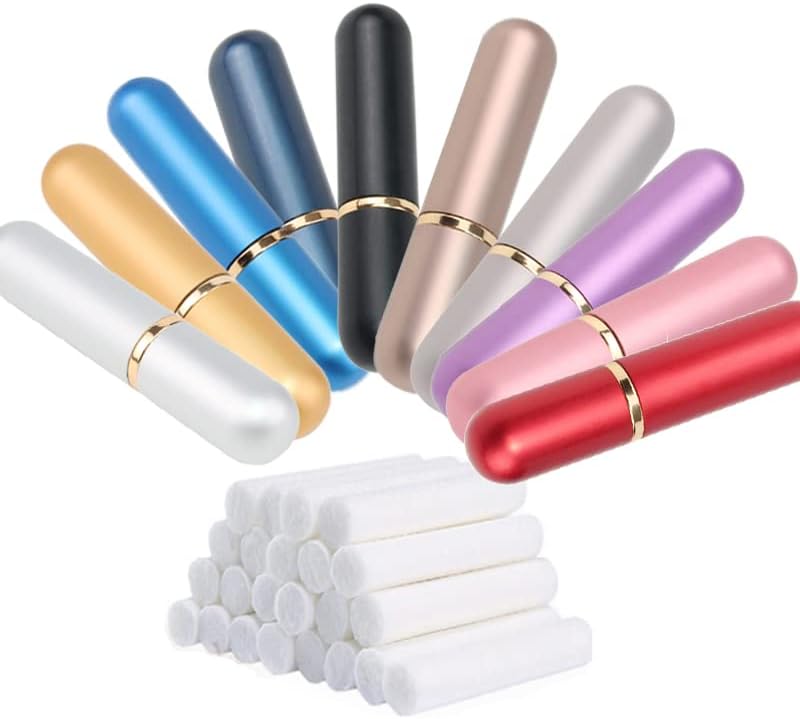 10 Pcs Aluminum Nasal Inhalers Tubes Multi-color Essential Oil Personal Empty Refillable Elegant Inhaler with Wicks