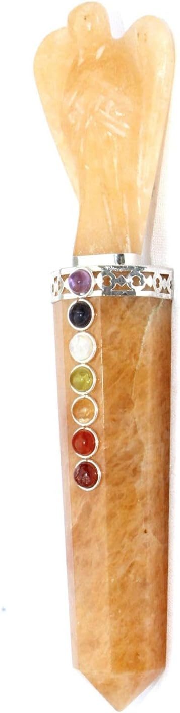 Jet Golden Quartz Angel Chakra Wand Stick Approx. 5-5.5 inch Energized Charged Cleansed Programmed Pure Genuine Stick Free Booklet Jet International Crystal Therapy Balancing IMAGE IS JUST A REFERENCE
