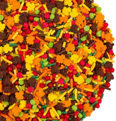 Sentovac Thanksgiving Autumn Sprinkles Edible Maple Leaves Fall Confetti Sprinkles for Cake Decorating Cookie Cupcake Topper Baking Decorations Thanksgiving Halloween Christmas Supplies