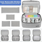 LEFOR·Z Medicine Storage Bag,Double Layers Pill Bottle Organizer Bag Empty with Lockable Zipper&Adjustable Divider,Medication Travel Carrying Bag for Pills,Vitamins,Medical Supplies,Grey
