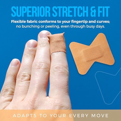Flexible Fabric Bandages - Flex Fabric Adhesive Bandages Finger-Tip Care and to Protect Wounds from Infection - (100 Count Box)