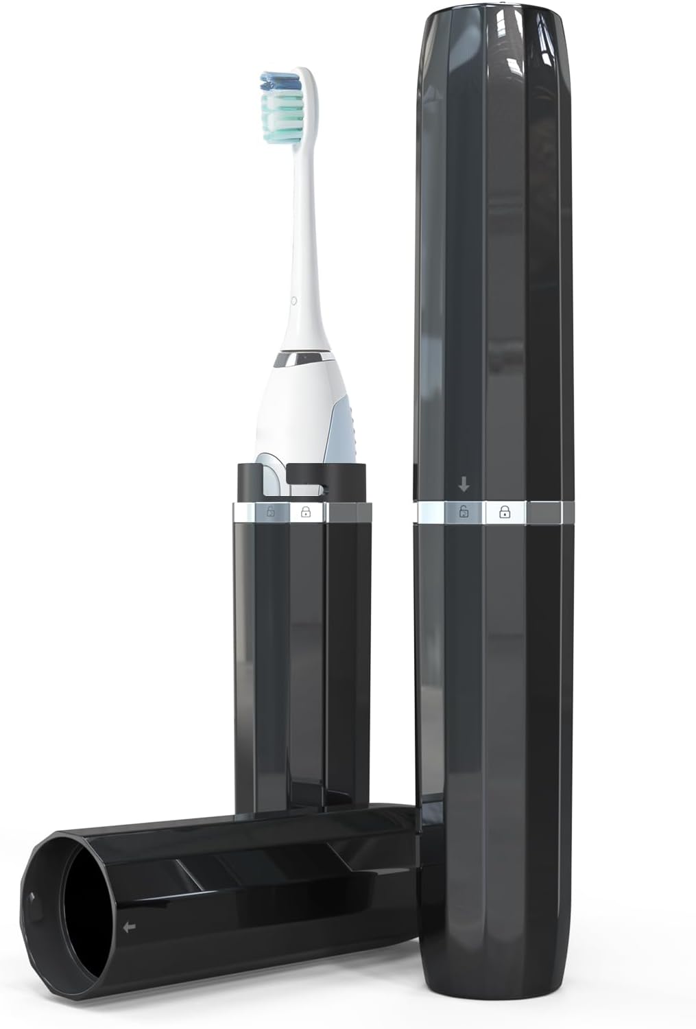 Long Ventilated Electric Toothbrush Travel Case, Portable Holder, Fits Most Standard Straight Electric Toothbrushes (Black)