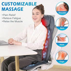 Back Massager with Heat, Full Body Massage Pad with Pillow Neck Support, Soft Plush Fabric Cover, Chair Massager with 3D Lumbar Truction and 8 Vibration Motors, Home Office Use