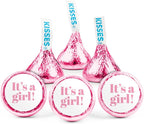 90ct It's a Girl Baby Shower Candy Party Favors Pink Kisses with DIY Stickers, Bulk Chocolate - Assembly Required