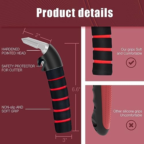 Car Door Handle for Elderly Car Assist Support Handle Multifunction Car Door Latch Bar for Seniors and Handicapped(Red)