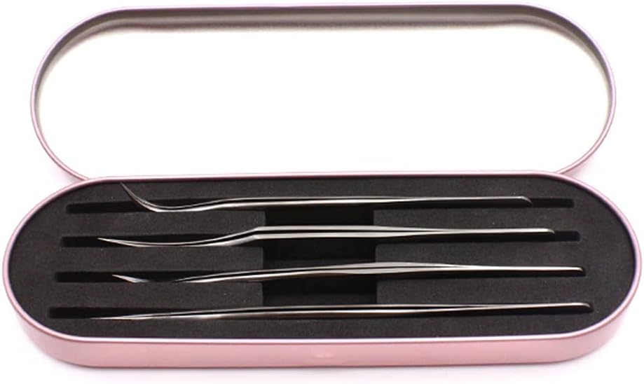 Professional Tweezers Storage Case Activated Sealed Box Eyelash Extension Tools Container, 1 Pc (Pink)