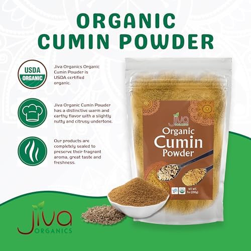 Jiva Organics Organic Ground Cumin Powder 7 ounce - 100% Pure & Non-GMO (Ground Cumin Seeds)