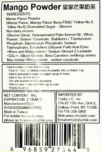 Qbubble Tea Powder, Mango, 2.2 Pound