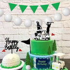 21 Pieces Golf Cake Decorations With Mini Cart, Ball, Green Tree, Clubs, Red Flag Cupcake Toppers for Sports Theme Birthday Party Decor Supplies