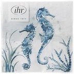 IHR Ideal Home Range Cocktail Napkins Disposable 3-Ply Paper Party Napkin Pack, 5" x 5", Aquaworld Sea Horse, 20-Count