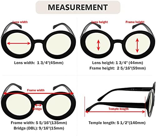 Eyekepper 4-pack Reading Glasses Blue Light Blocking Women Oversized Round Computer Readers +0.75