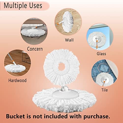 Spin Mop Refills Replacement 360° Microfiber Spin Mop and Bucket Head Round Shape Standard Size Easy Cleaning Spin Mop Systems 6-Pack White