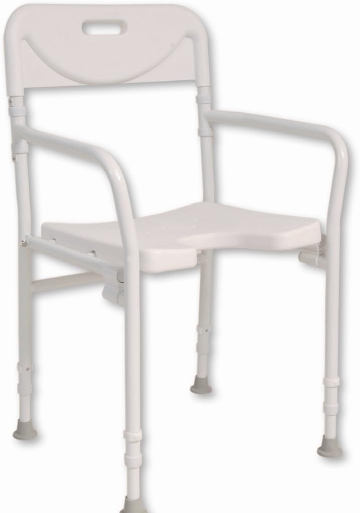 NRS Healthcare M00778 Shower Chair Height Adjustable with Back and Arms - Folding (Eligible for VAT Relief in The UK)