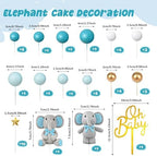 43 PCS Blue Elephant Cake Decoration Cute Baby Elephant Cake Decorations Oh Baby Cake Topper Star Cake Topper Blue Pearl Balls Cake Picks for Baby Shower Boy Elephant Theme Party Supplies